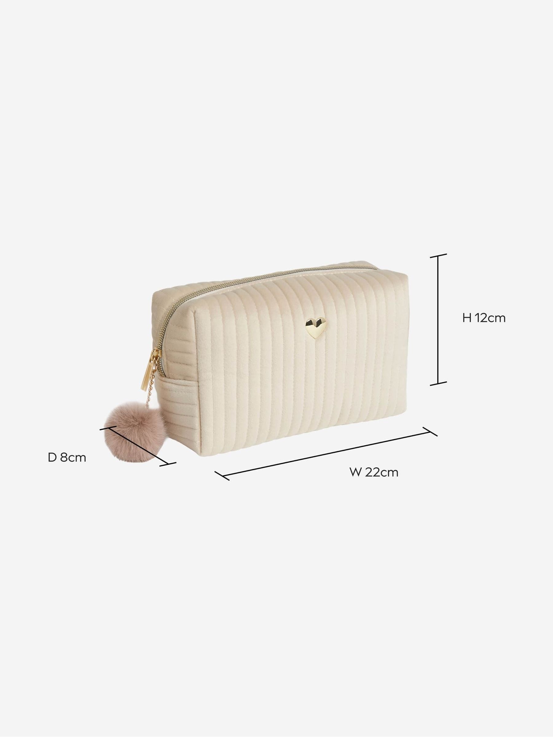 Personalised alphabet makeup bag in ribbed velvet, imported from the UK