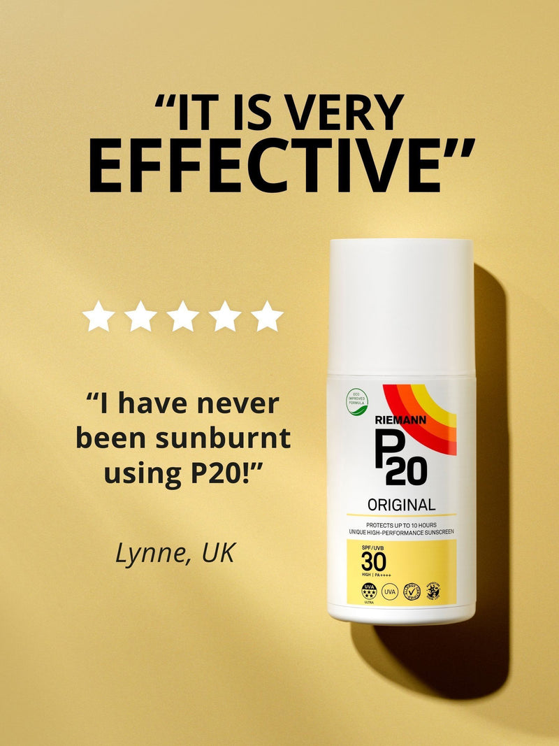 P20 Original SPF 30 Oil Spray Suncream 100ml, imported from the UK