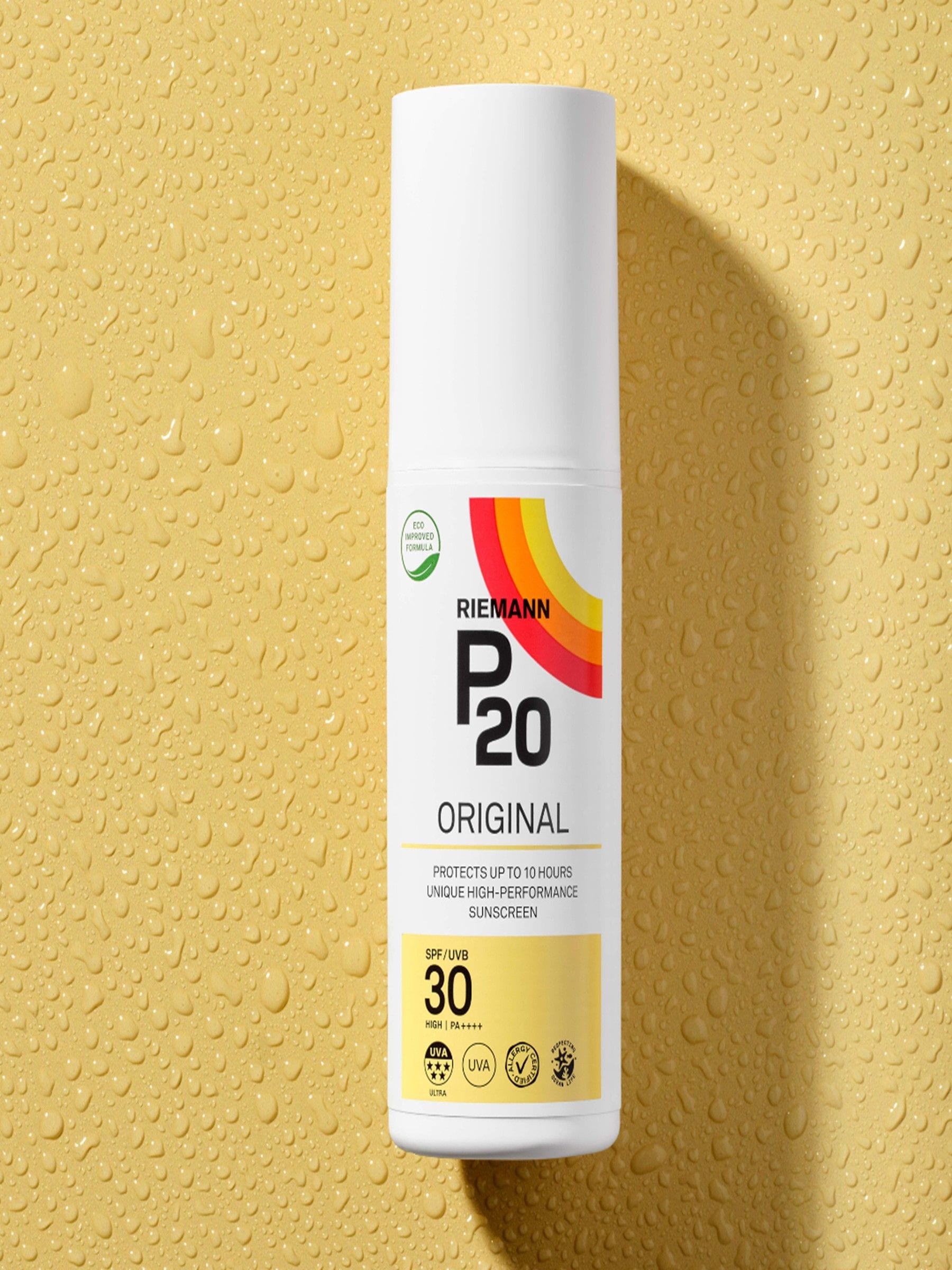 P20 Original SPF 30 Oil Spray Suncream 100ml, imported from the UK