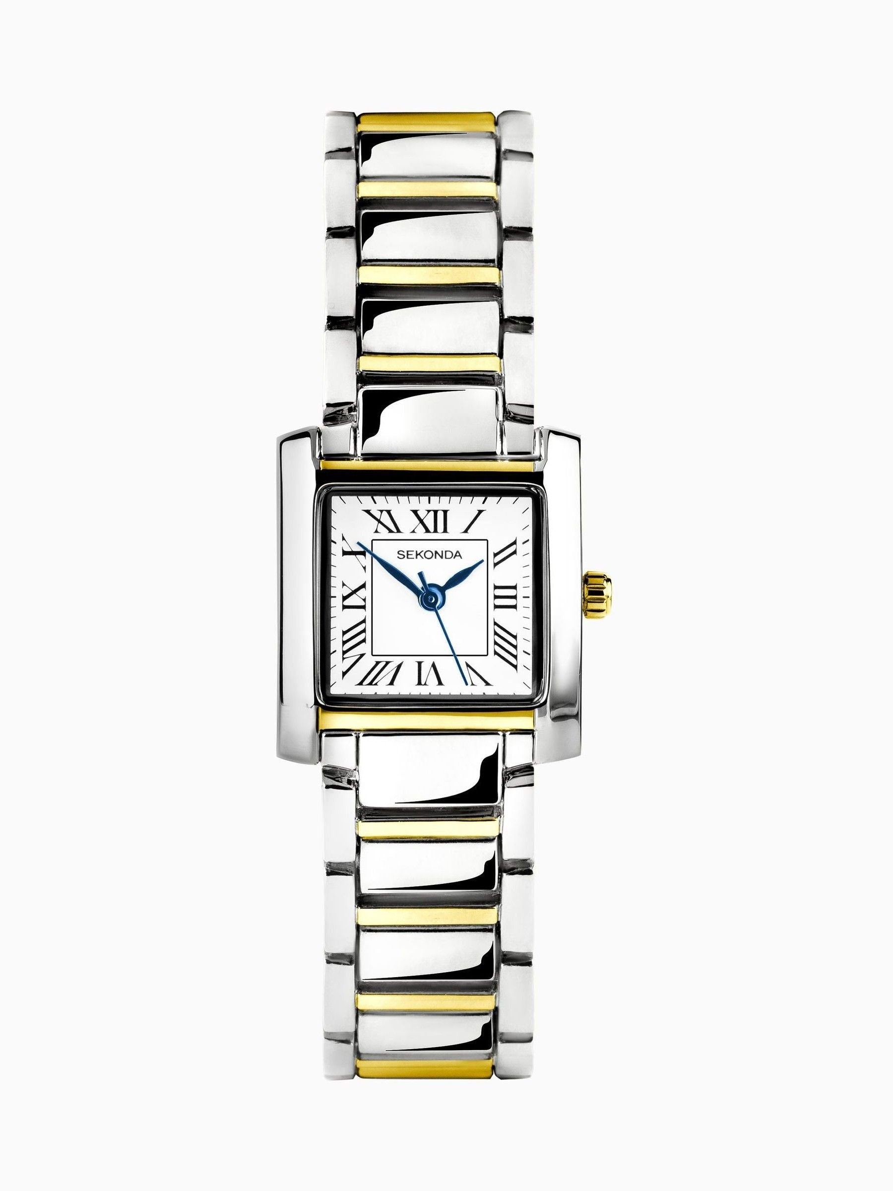 Women's Silver and Gold Analogue Watch with Two-Tone Alloy Bracelet and Roman Numeral Dial