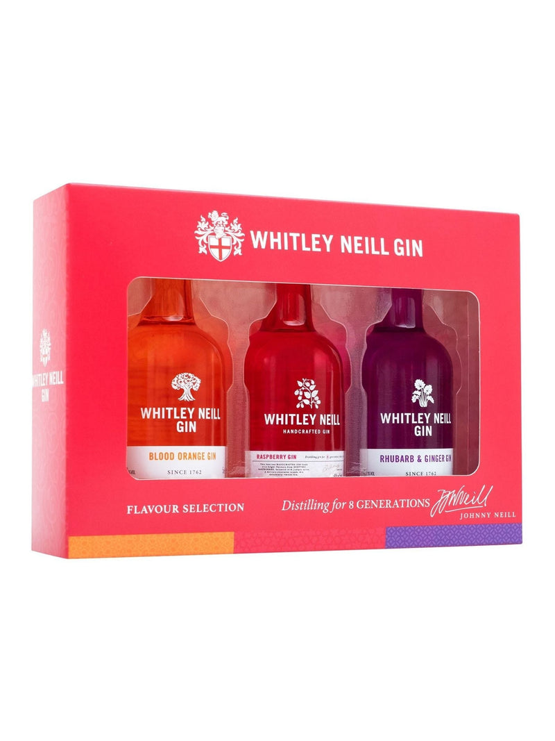 Whitley Neil blood orange raspberry rhubarb ginger gin trio set 5cl miniatures (British brand)