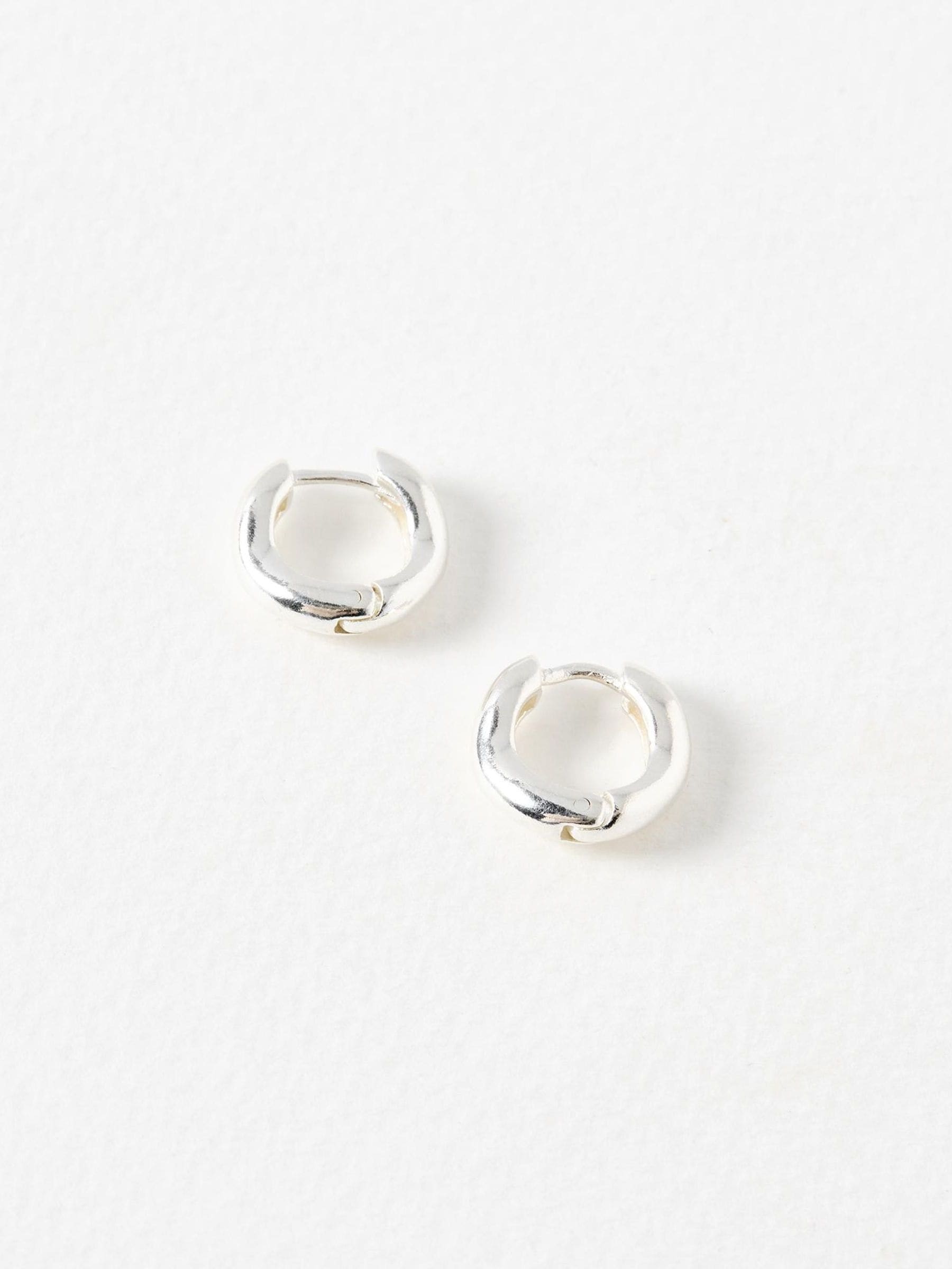 Oliver Bonas Silver Tone Ona Ripple Wave Silver Plated Huggie Hoop Earrings Small