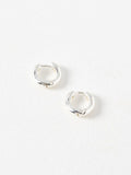 Oliver Bonas Silver Tone Ona Ripple Wave Silver Plated Huggie Hoop Earrings Small
