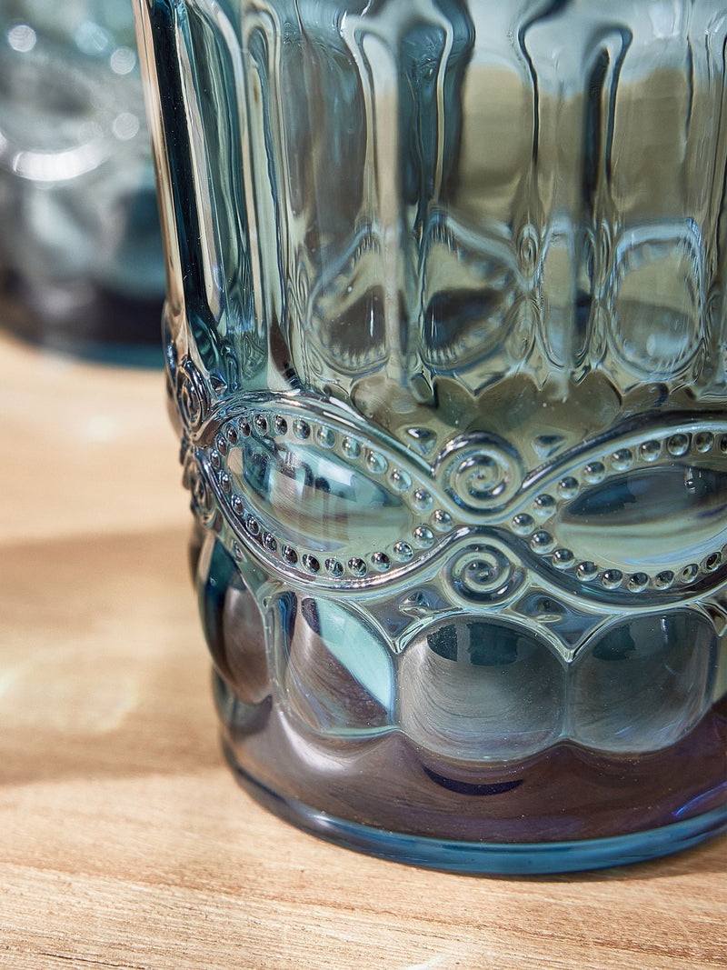 Dibor blue embossed tumbler glasses 4 Pack - British product