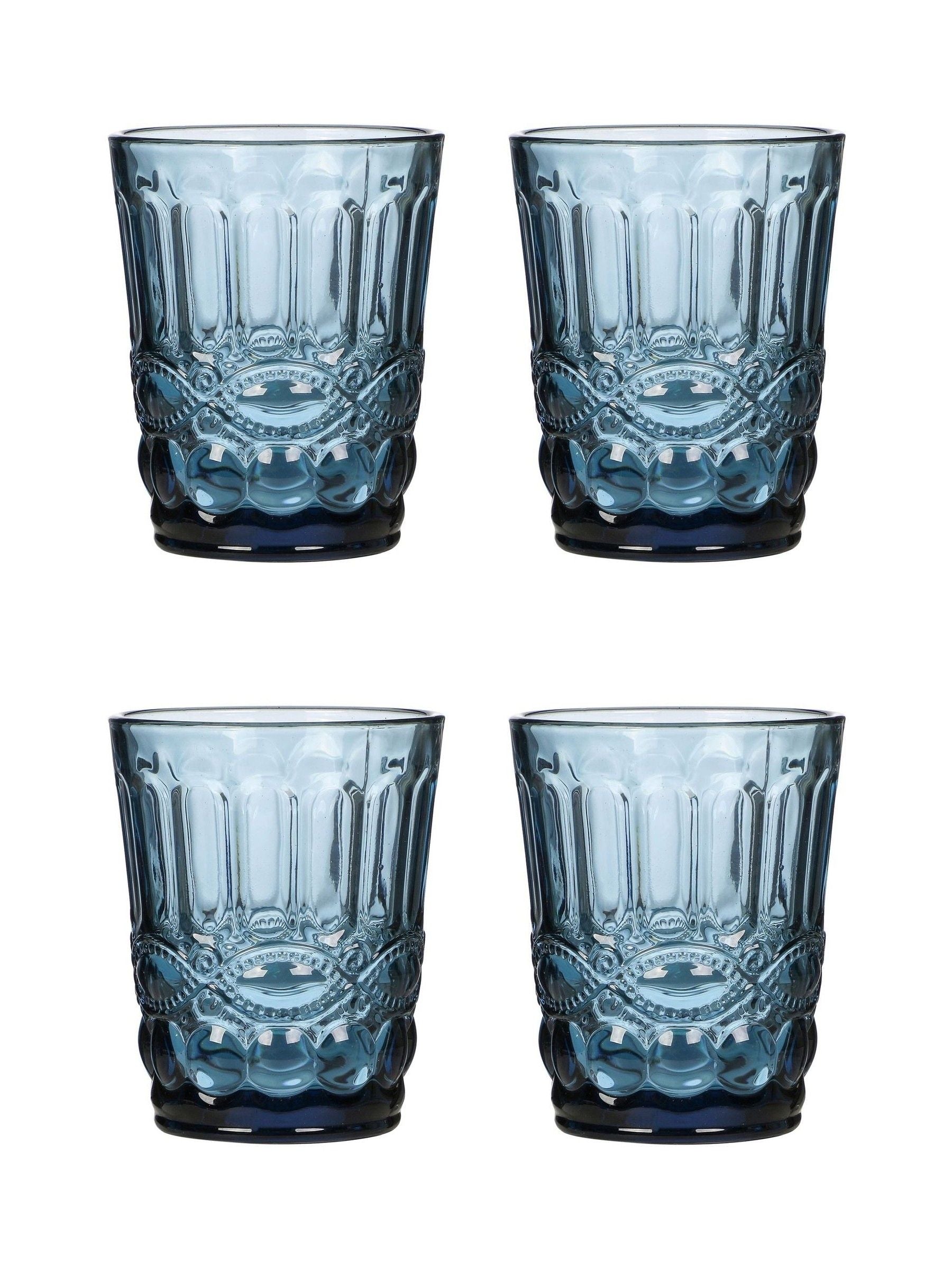 Dibor blue embossed tumbler glasses 4 Pack - British product