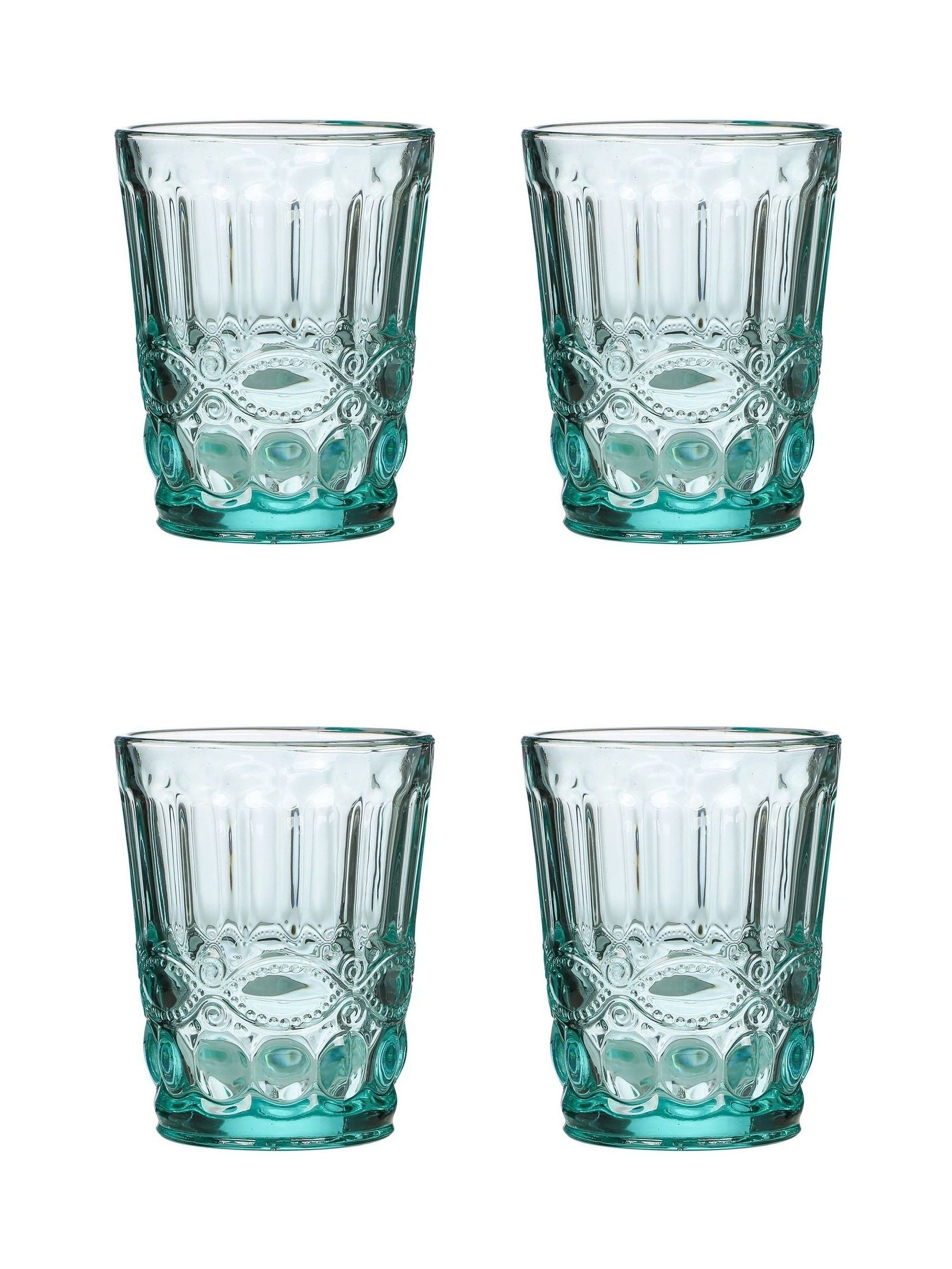 Dibor Blue Aurielle embossed tumbler glasses 4 pack - British product