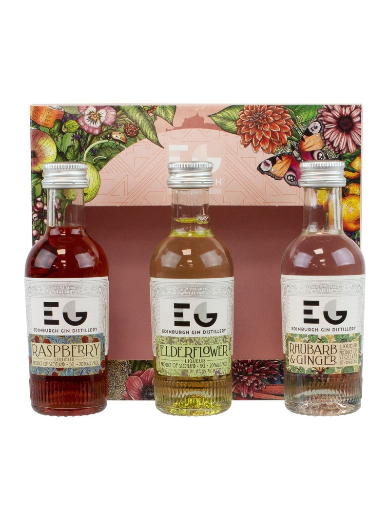 Edinburgh Gin Trio Set Rhubarb & Ginger, Elderflower, Raspberry gin liqueurs 5cl miniature bottles - British product