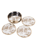 Libra Interiors antique gold palm tree coasters set of 4, UK version