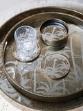 Libra Interiors antique gold palm tree coasters set of 4, UK version