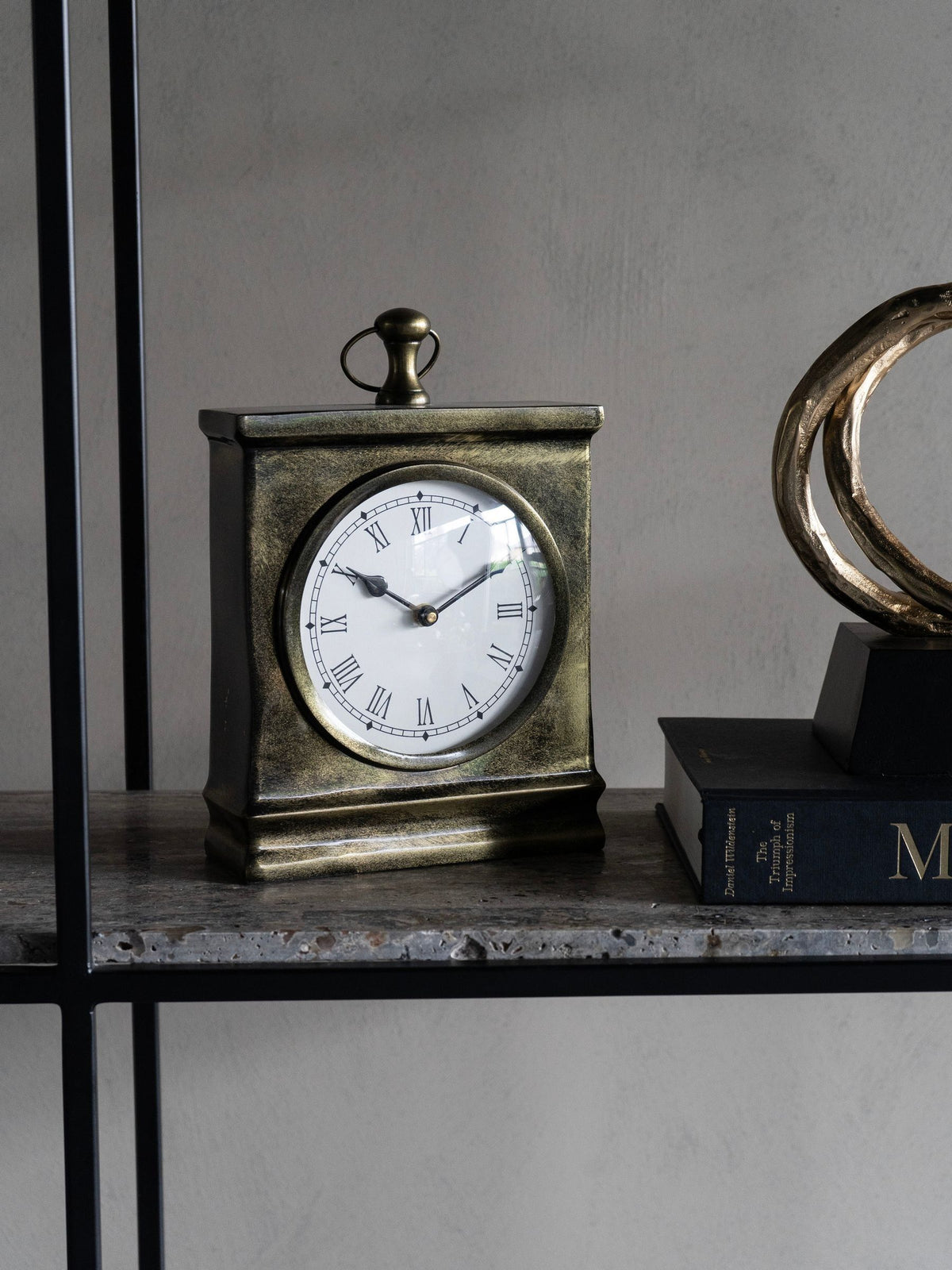 Libra Interiors Bruised Brass Taunton Antique Finish Mantel Clock