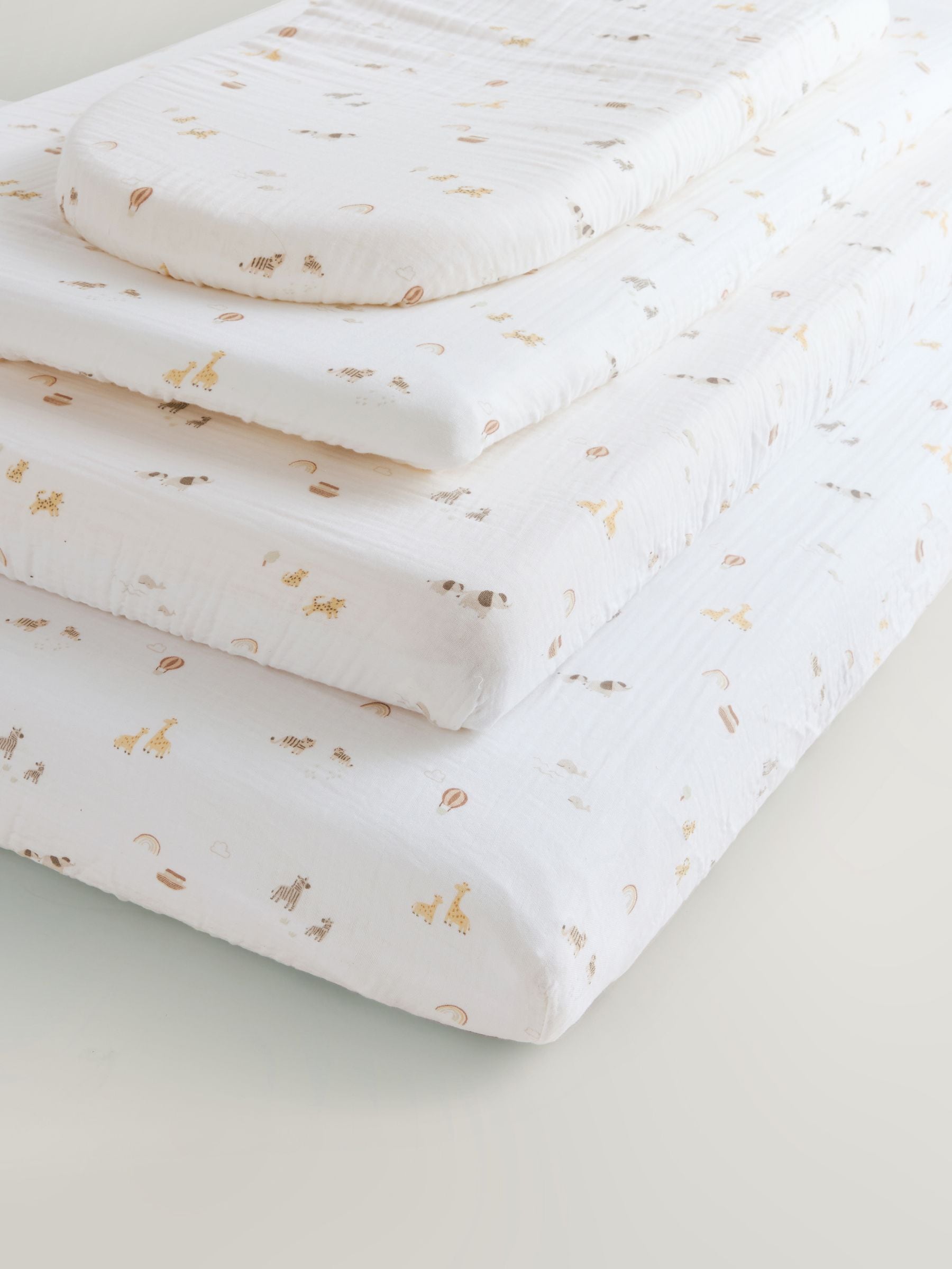 Mini jungle baby muslin fitted sheets 2 pack, imported from the UK