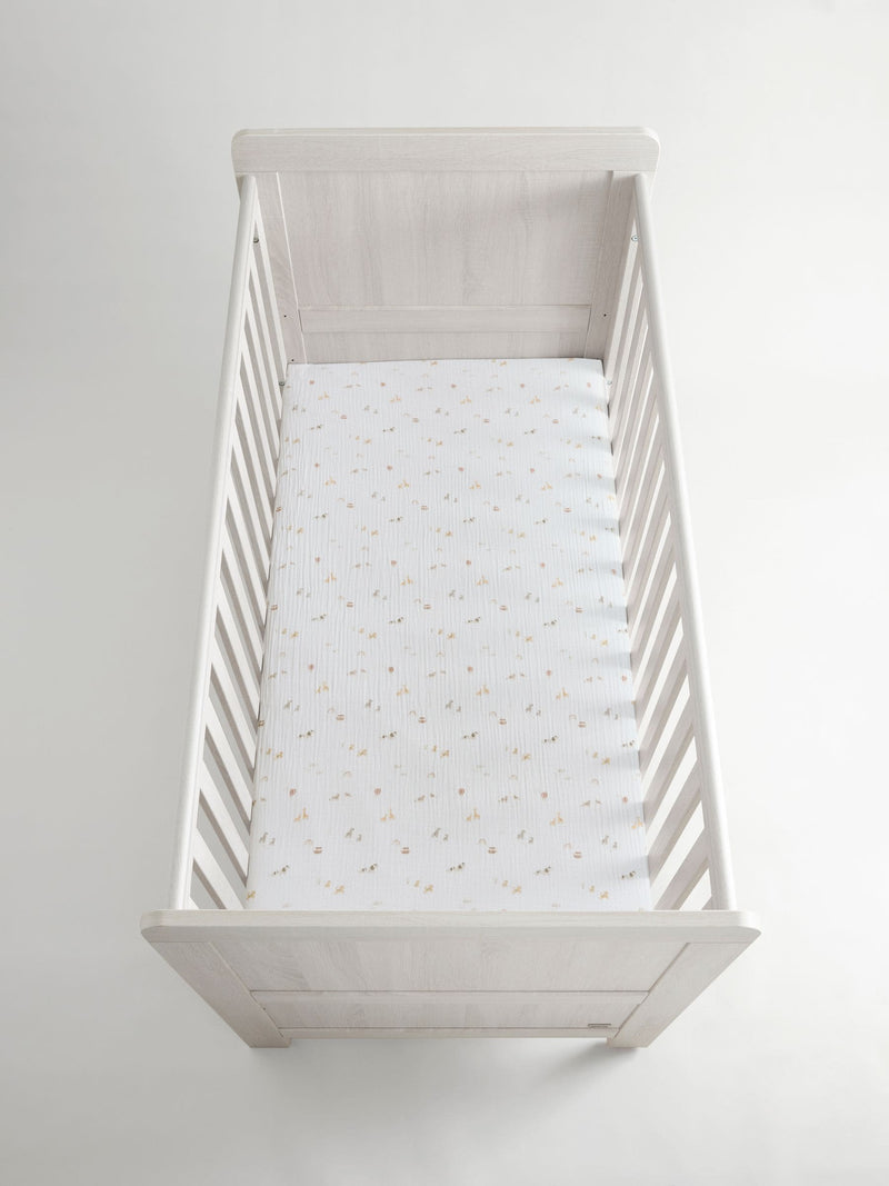 Mini jungle baby muslin fitted sheets 2 pack, imported from the UK
