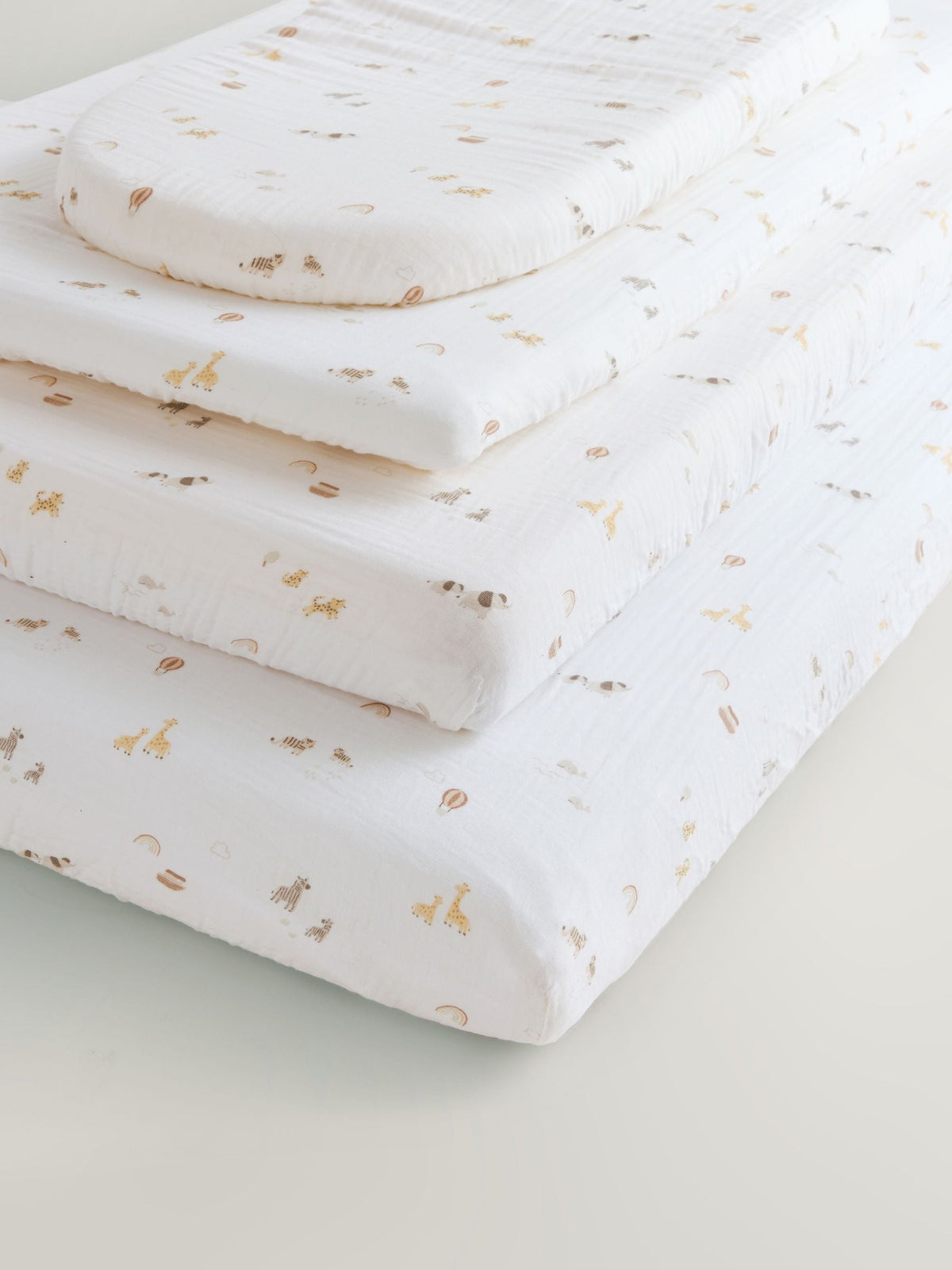 Mini jungle baby muslin fitted sheets 2 pack, imported from the UK