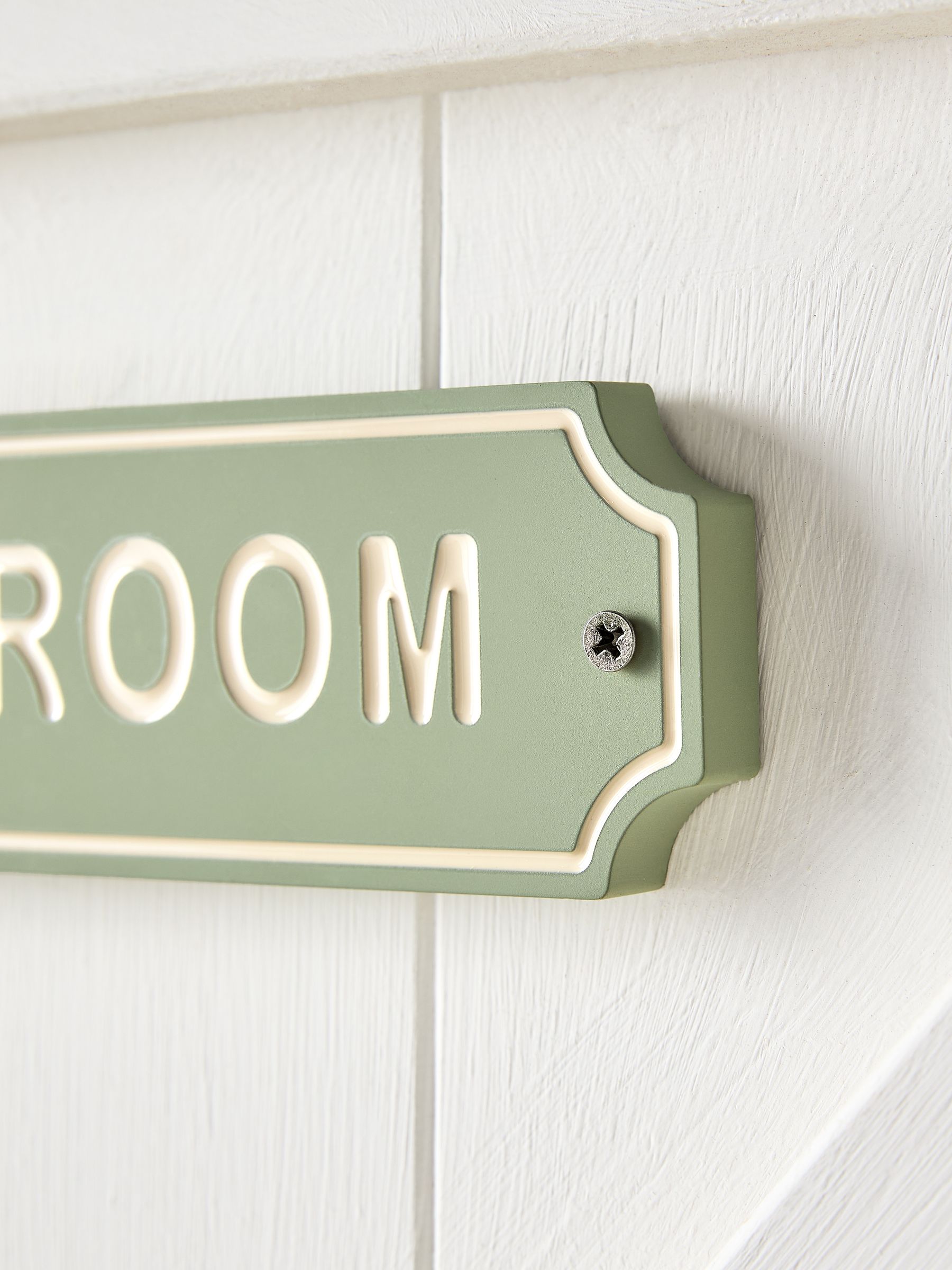 Green Sage reversible bathroom door sign with slogan, 11.5cm x 11cm, UK version