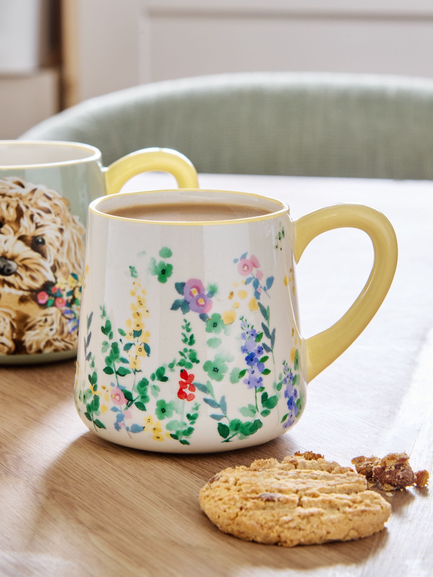 Sage green Charlie Cockapoo ceramic mugs set of two - British product