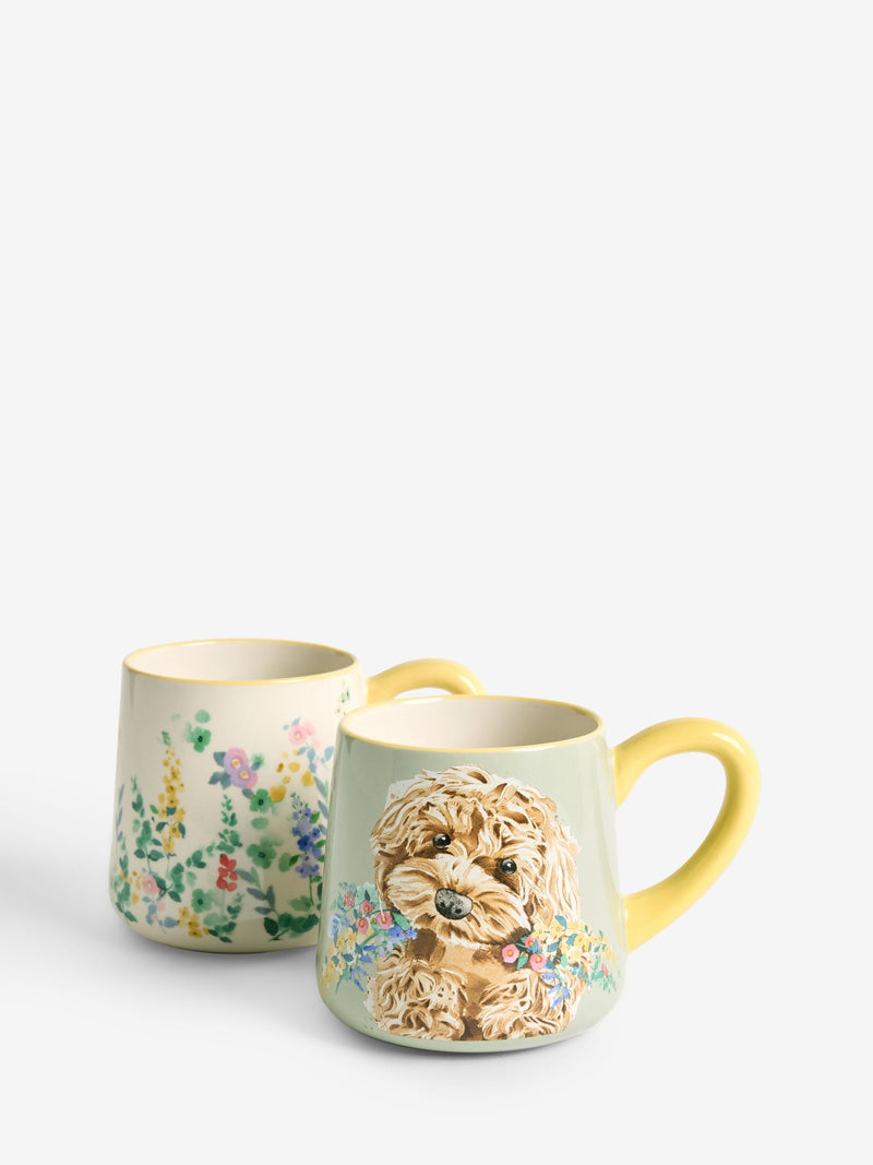 Sage green Charlie Cockapoo ceramic mugs set of two - British product