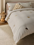 Natural Stripe Pumpkin Brushed Cotton Duvet Cover and Pillowcase Set