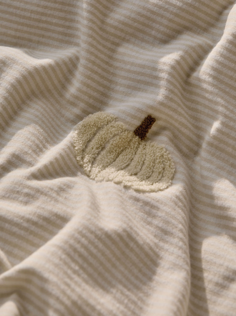 Natural Stripe Pumpkin Brushed Cotton Duvet Cover and Pillowcase Set
