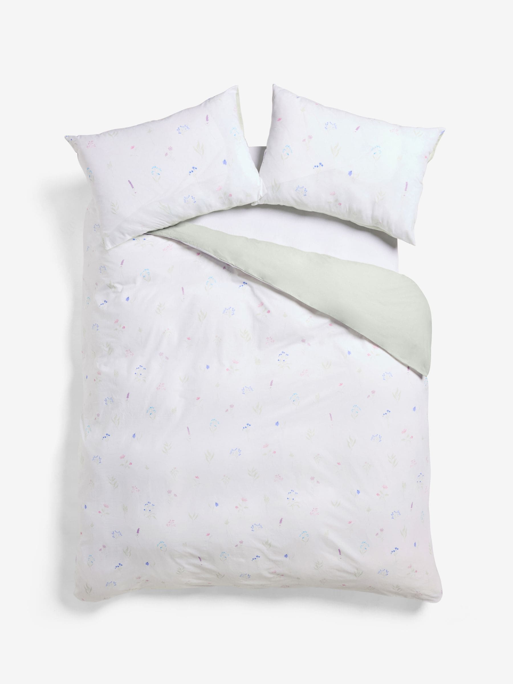 Green Sage Floral duvet cover and pillowcase set, UK version