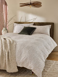 Natural cotton leaf jacquard duvet cover and pillowcase set, imported from the UK