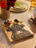 Wooden serving board with Hamish the Highland Cow design 27x34cm, imported from the UK