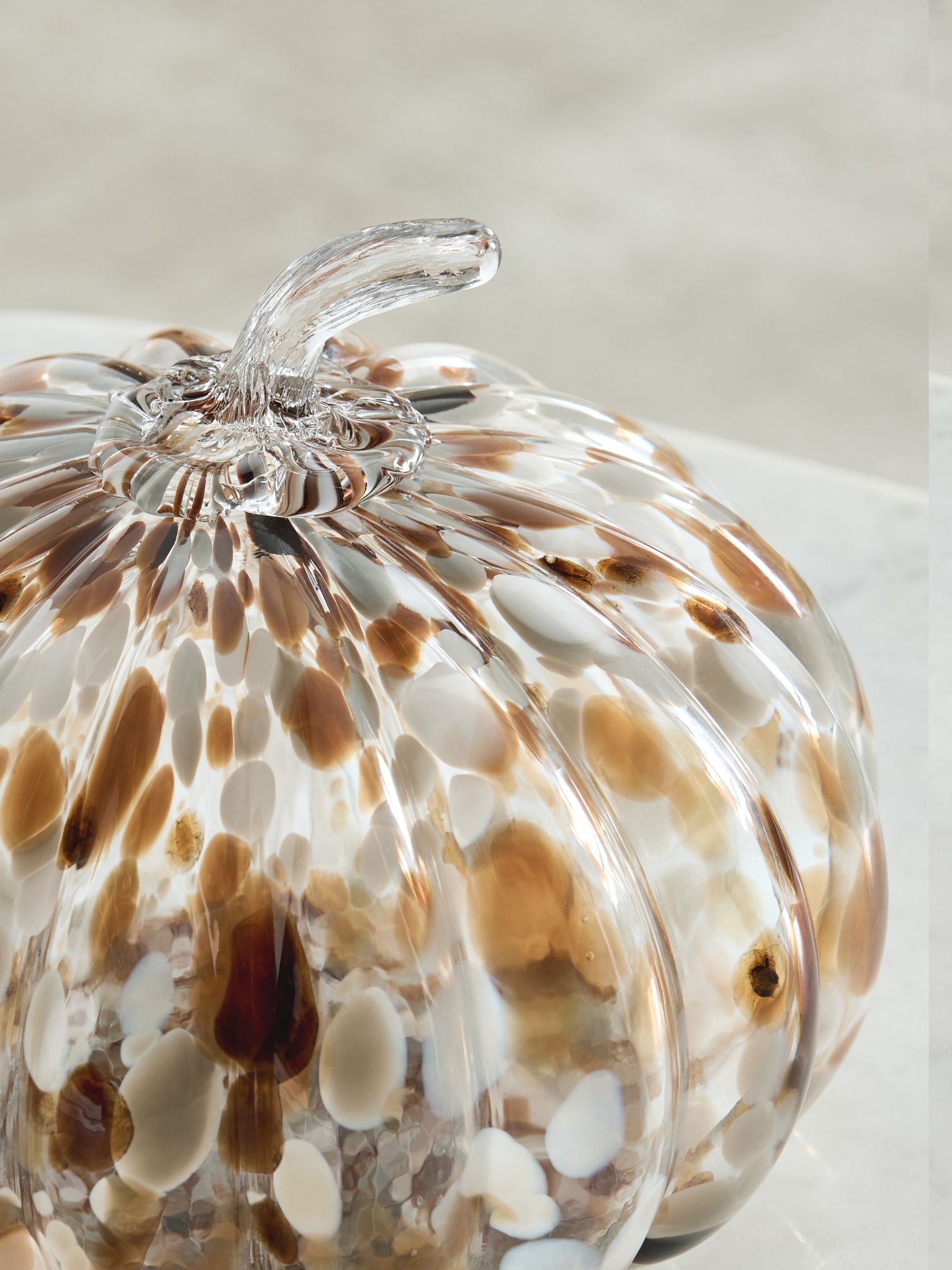 Brown/Natural confetti glass pumpkin ornament - British product