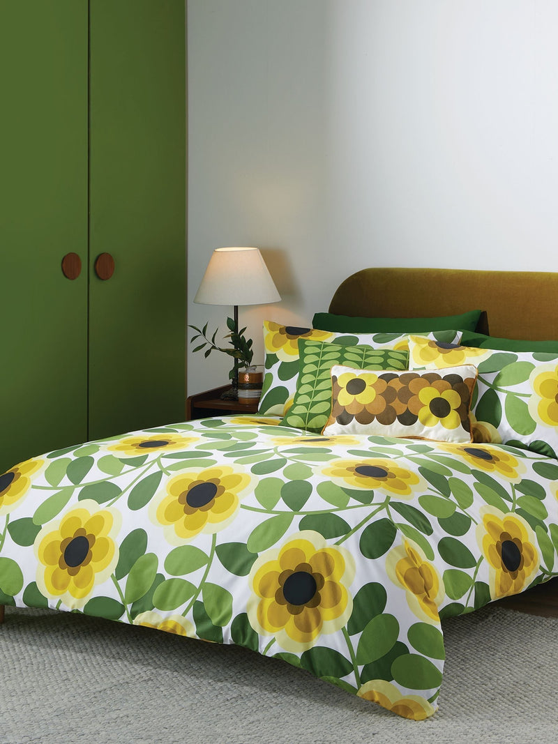 Orla Kiely Lemon Twist Giant Water Lily duvet cover and pillowcase set, imported from the UK