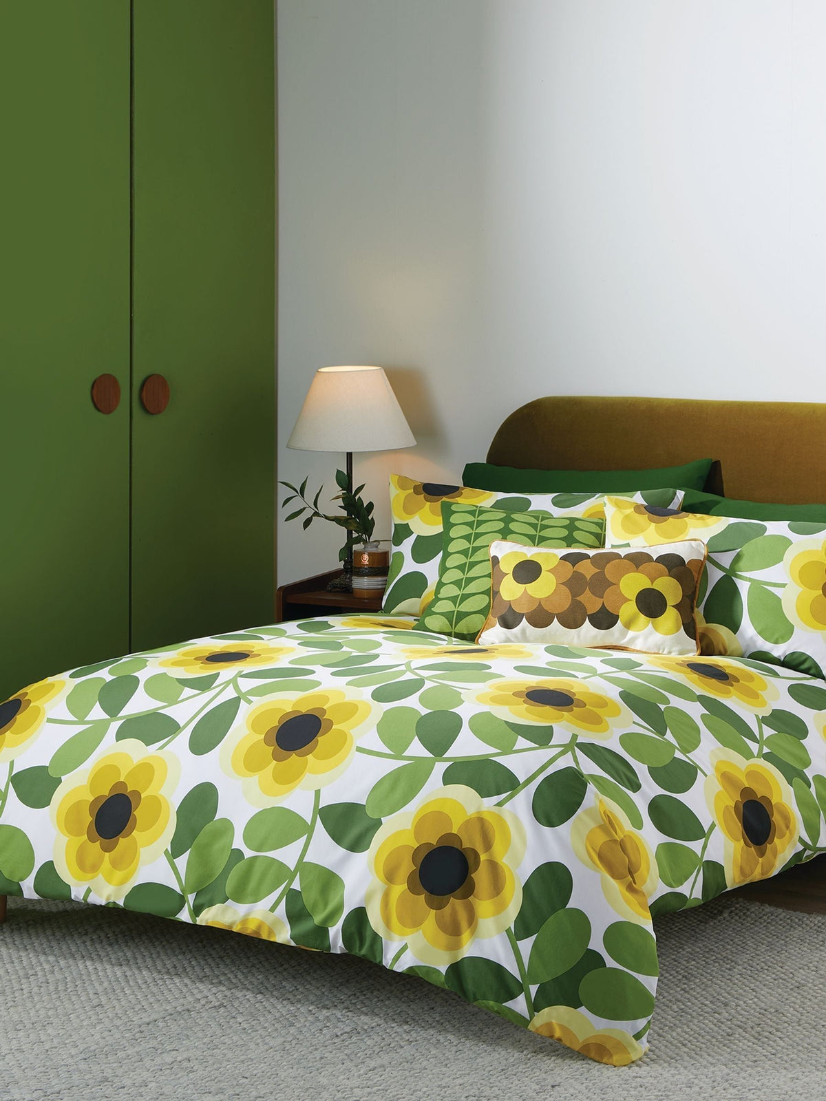 Orla Kiely Lemon Twist Giant Water Lily duvet cover and pillowcase set, imported from the UK
