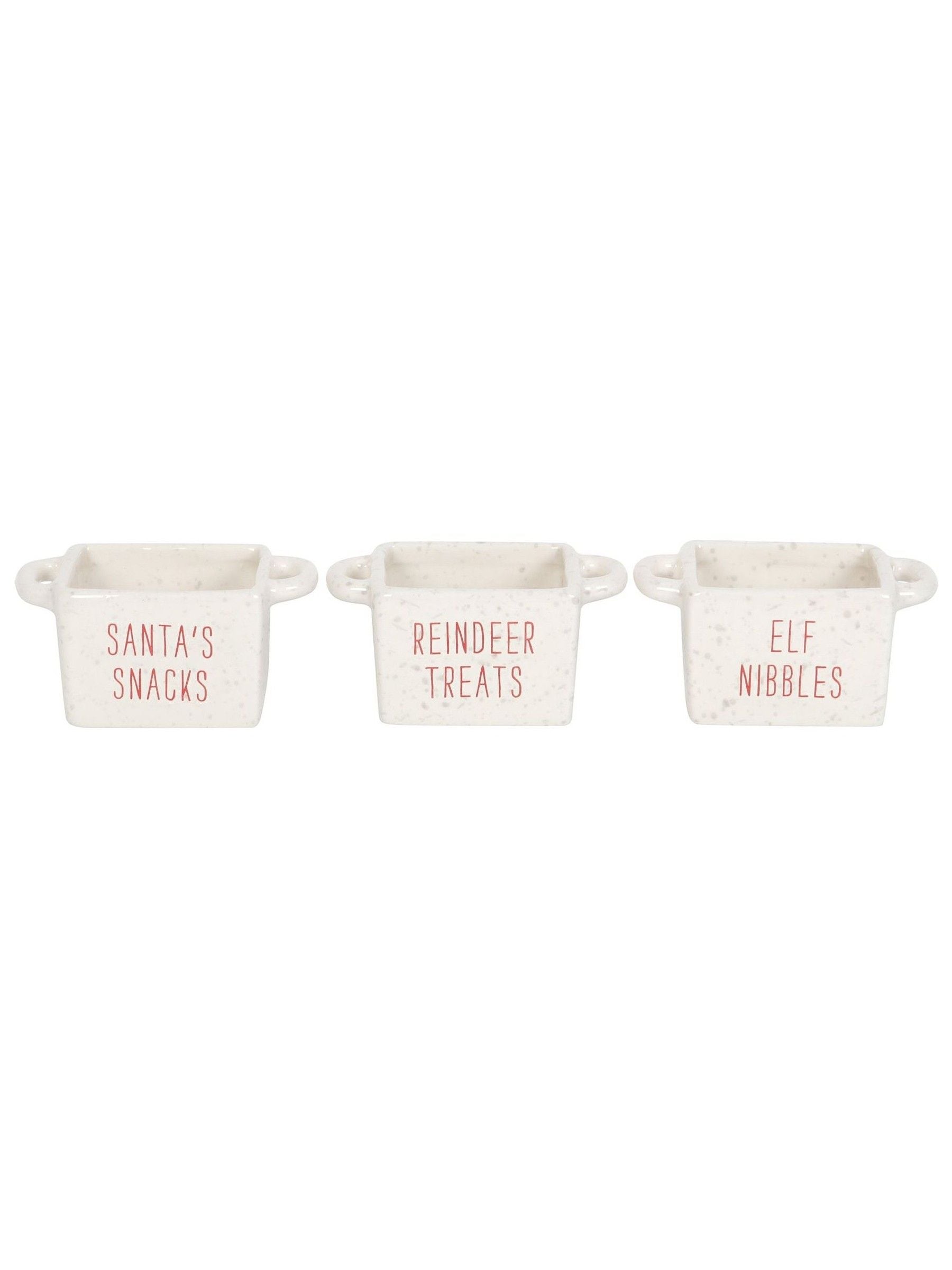 Something Different White Set of 3 Ceramic Christmas Snack Bowls