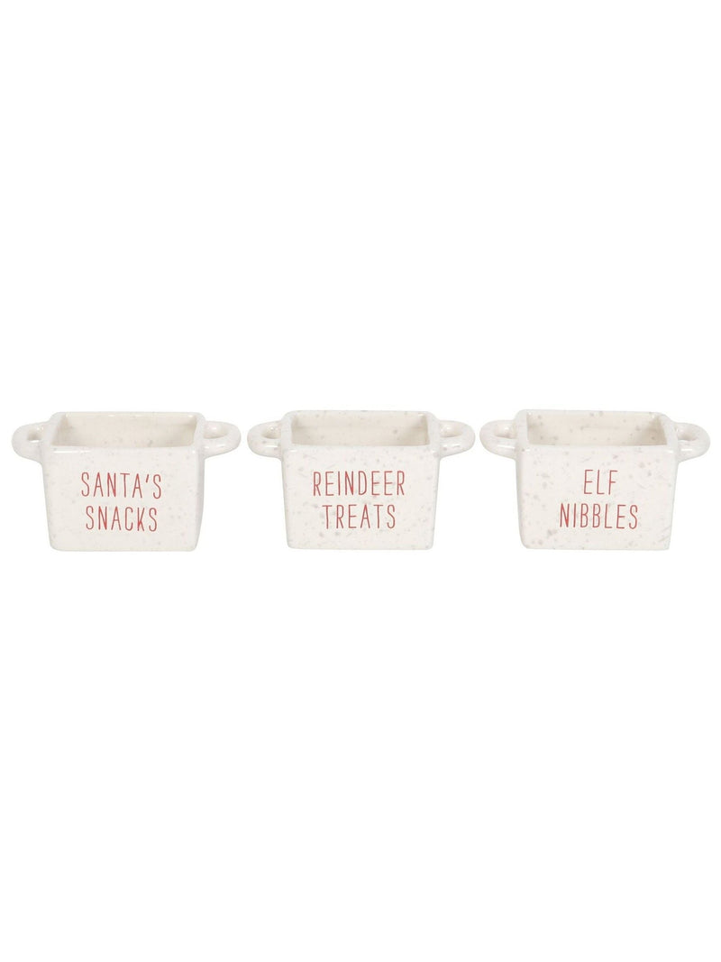 Something Different White Set of 3 Ceramic Christmas Snack Bowls