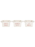 Something Different White Set of 3 Ceramic Christmas Snack Bowls