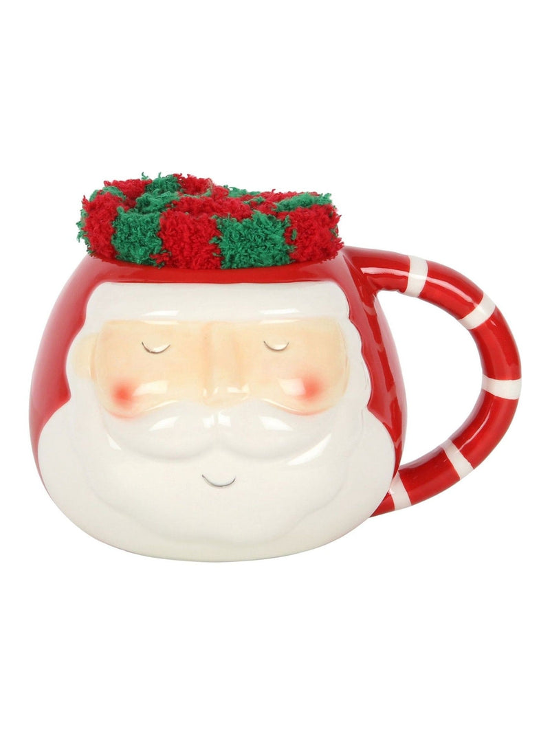 Something Different Red/White Christmas Santa mug and socks set (British brand)
