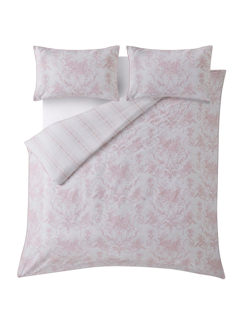 Laura Ashley Pink Blush Reversible Tuileries duvet cover and pillowcase set, UK version