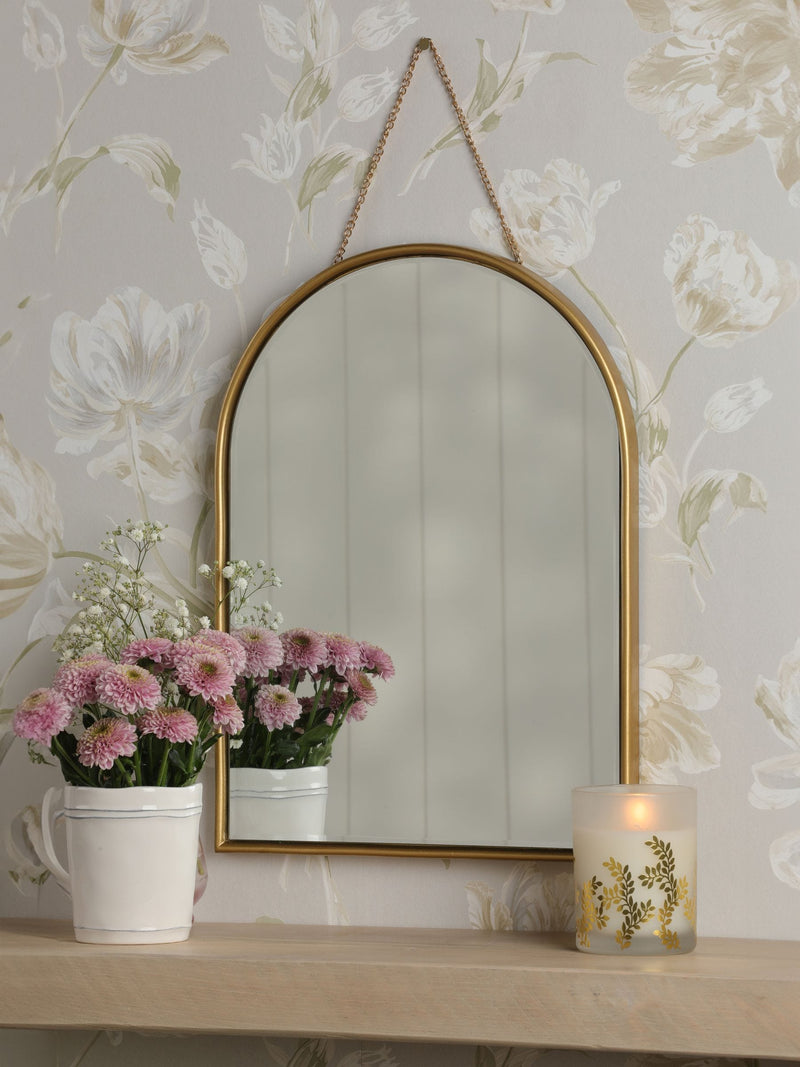 Laura Ashley Polished Brass Roughton mirror 40cm, UK version