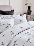 Black/white bow heart reversible duvet cover set - British product