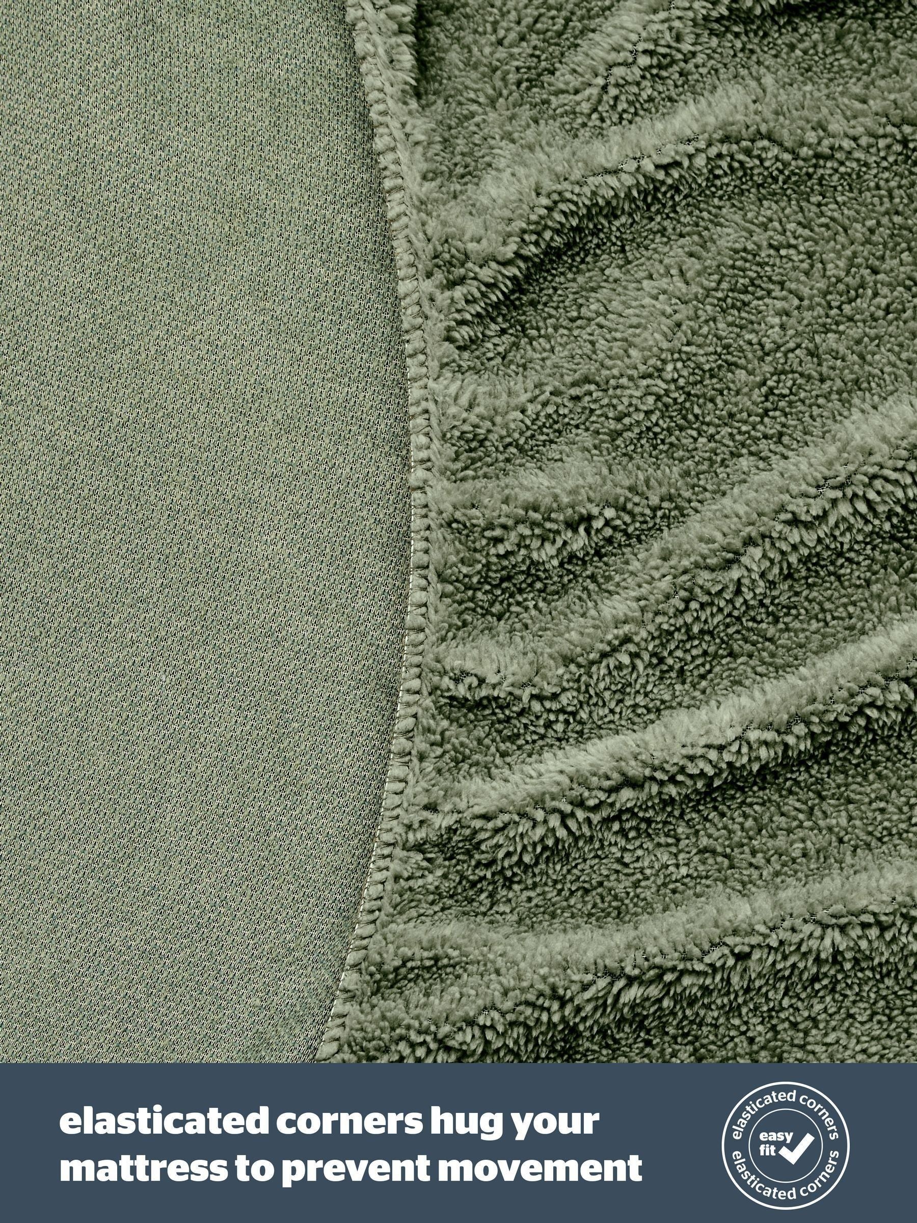 Silentnight Sage Teddy Fleece Fitted Sheet (British brand)