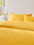Cotton rich duvet cover set in bright yellow - British product