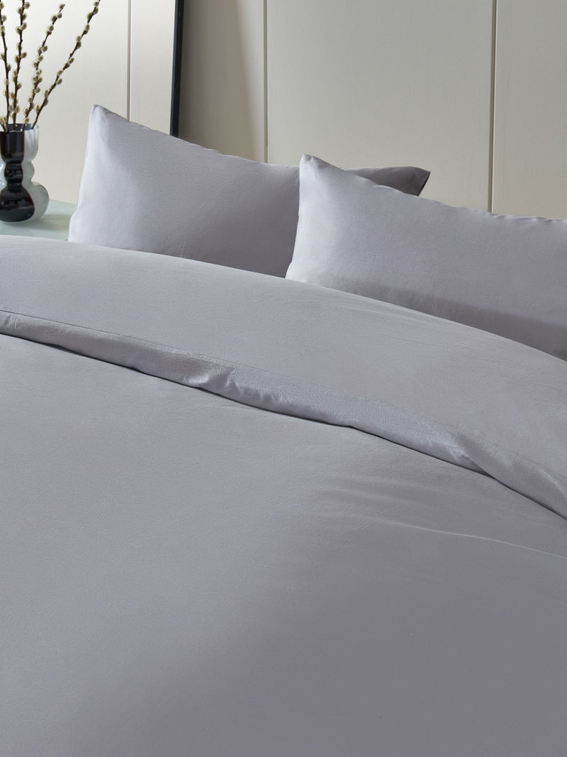 Silver 144 Thread Count Duvet Cover and Pillowcase Set
