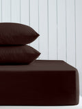 Chocolate brown cotton rich deep fitted bed sheet - British product
