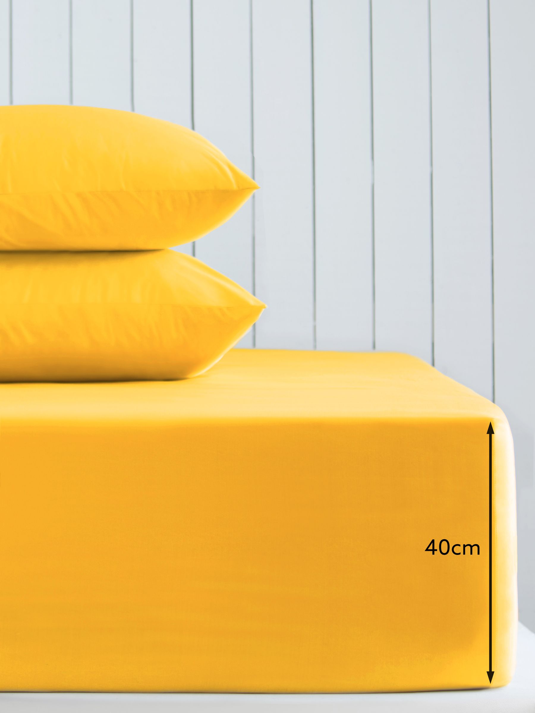 Bright yellow cotton rich extra deep fitted bed sheet - British product