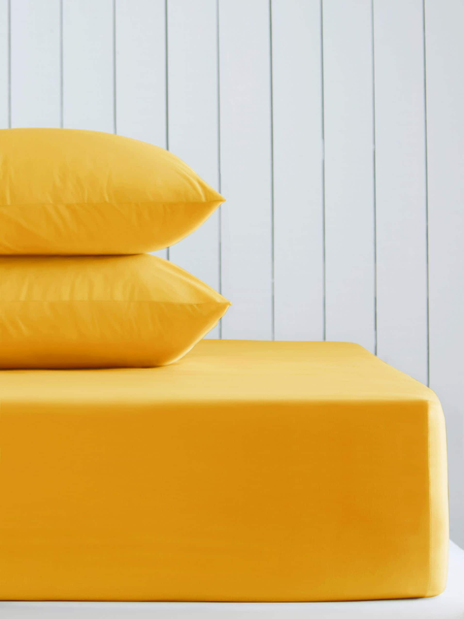 Bright yellow cotton rich deep fitted bed sheet - British product