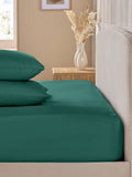 Teal blue cotton rich fitted bed sheet (British brand)