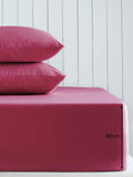 Berry pink cotton-rich extra deep fitted bed sheet - British product