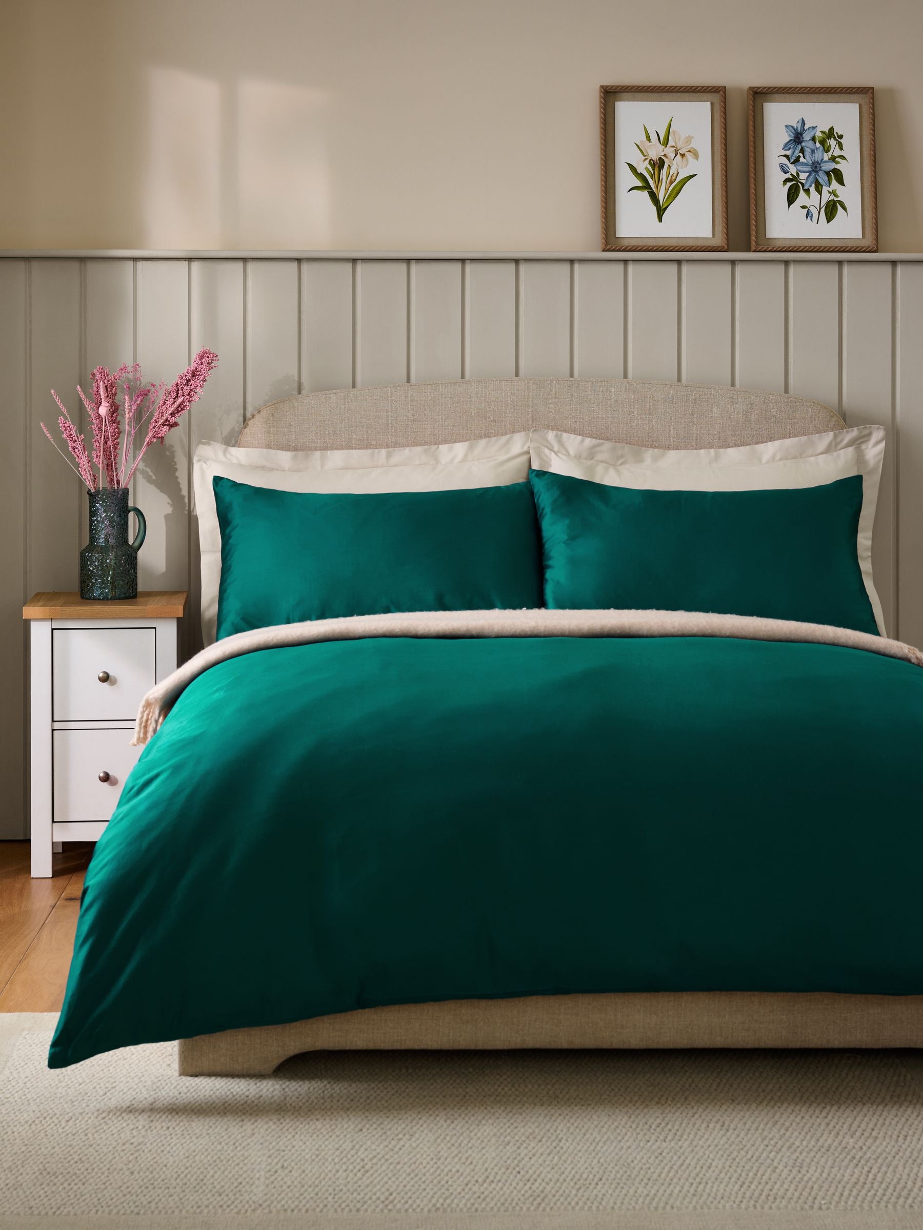 Teal Blue 400 Thread Count Egyptian Cotton Sateen Luxury Duvet Cover and Pillowcase Set