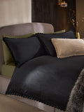 Duvet Cover Black Velvet with Faux Fur Trim - British product
