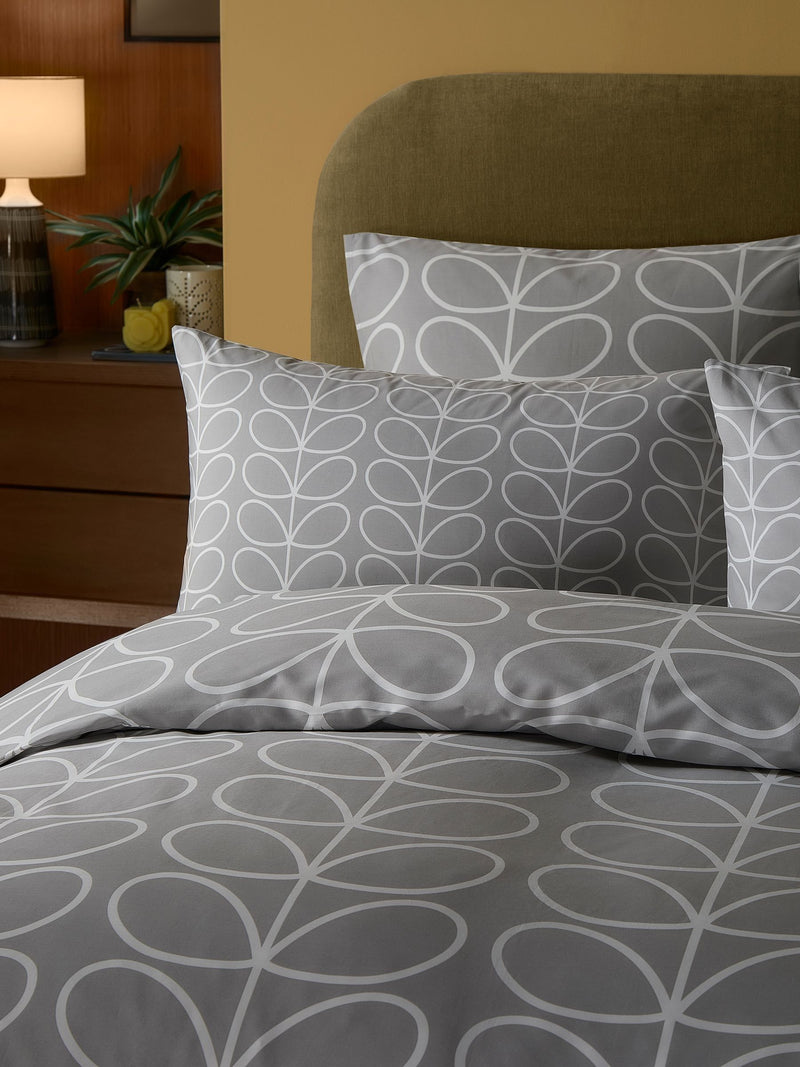 Orla Kiely Silver Linear Stem duvet cover set, imported from the UK