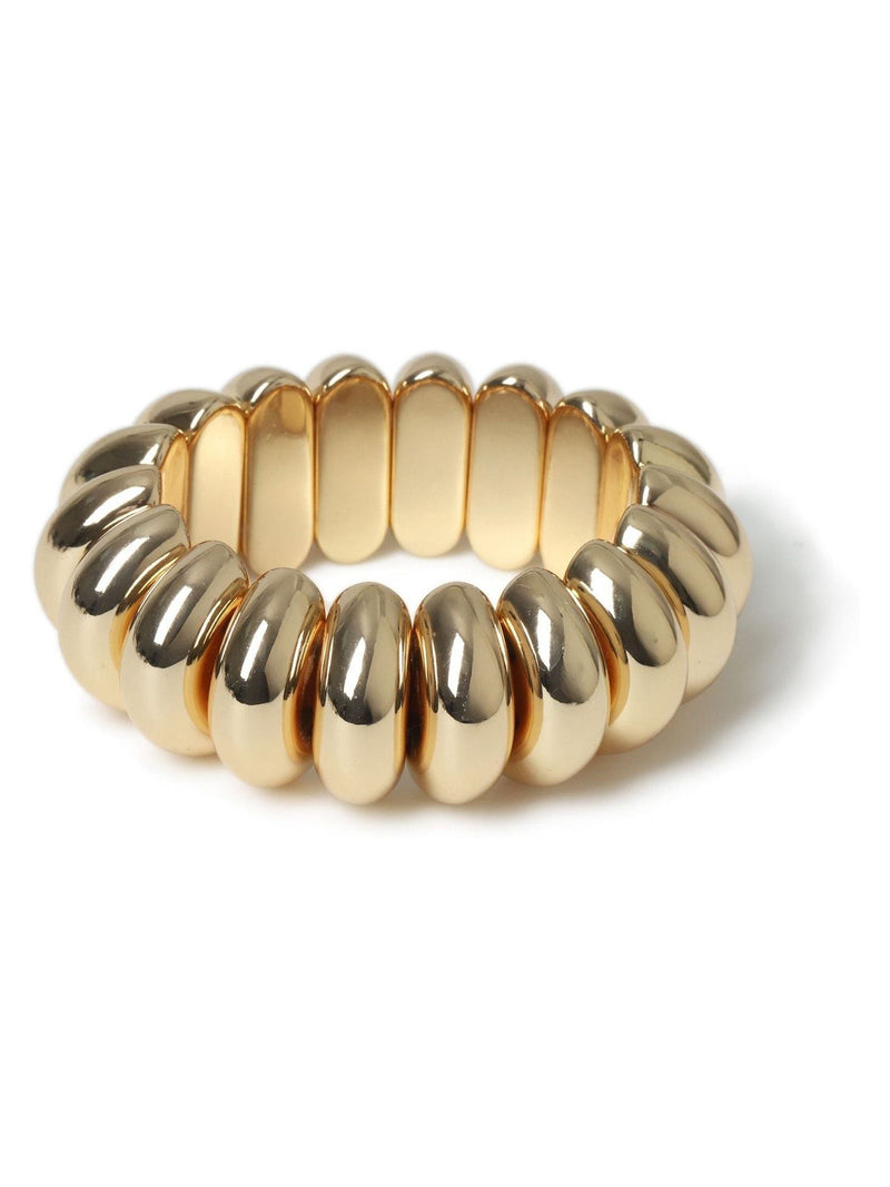 Aela Gold Tone Chunky Ridged Stretch Bracelet - British product