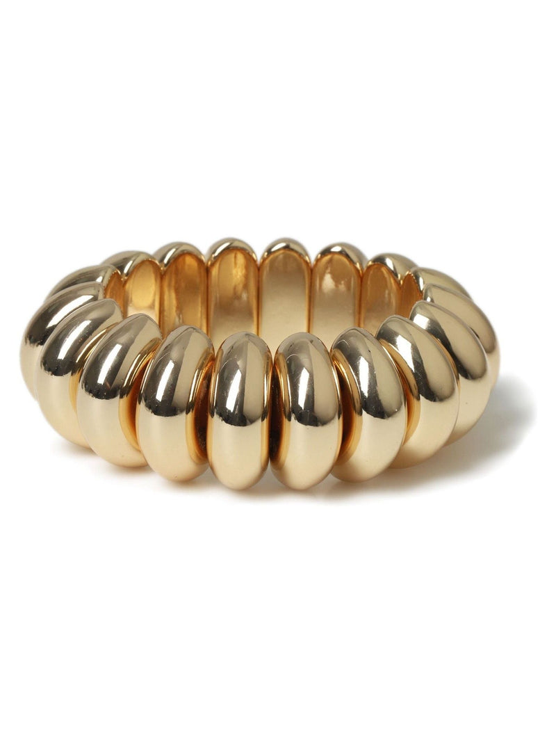 Aela Gold Tone Chunky Ridged Stretch Bracelet - British product