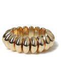Aela Gold Tone Chunky Ridged Stretch Bracelet - British product