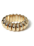 Aela Gold Tone Chunky Ridged Stretch Bracelet - British product